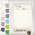 Sonello Plissee Klemmfix ohne Bohren 95cm x 220cm Hellcreme Faltrollo Plisseerollo Jalousie für Tür & Fenster Blickdicht Sichtschutz Sonnenschutz... - Beige