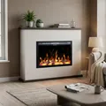 Garlivo Elektrokamin 'TORINO Weiss/ Wenge' | LED Standkamin in weiss mit Heizung (1500 W) | HxBxT: 108x136x28cm