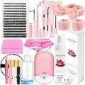 DIY Wimpern Extensions Set mit 280 PCS 9-16mm 40D Einzeln Wimpern 200ml Wimpernschaum Cleanser Wimpernshampoo USB Mini Ventilator Wimpernkleber und Sealer Wimpernkleber Remover