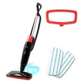 Duronic STM15 BK Dampfreiniger, Dampfmopp mit 500 ml Wassertank, Dampfmop für Böden, Dampf Bodenreiniger mit 7m langem Kabel, Steam Mop Dampfbesen - Schwarz