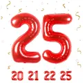 Geburtstag zahlen luftballon 25 jahre | Folienballon Rot- Folienballon in 40"-101cm Geburtstagsdeko - Ballon Zahl Deko zum Geburtstag fliegt mit Helium für Mann Frauen 25.Geburtstags