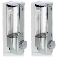 COM-FOUR® 2X Seifenspender zur Wandbefestigung - Wand-Seifenspender nachfüllbar - Seifendosierer für Duschgel und Shampoo (chromfarben)