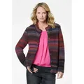 GOLDNER Strickjacke Kurzgröße: Multicolor Woll-Jacke mit Stehkragen Hüftlanger Schurwoll-Cardigan, Stehkragen, Knopfverschluss blau|rot 25