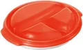 Rotho Micro Clever Teller mit 3 Unterteilungen und Deckel geeignet für die Mikrowelle, Kunststoff (PP) BPA-frei, Weiss/Papaya, 0,75l (25,5 x 23,5 x 5,0 cm)