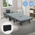 ECD Germany Gästebett 90x200 cm, Klappbares Einzelbett mit Matratze/Polster, Reisebett auf 8 Rädern, Stahlrahmen
