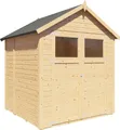 WOODTEX Naturbelassen 180 x 174 cm Gartenhaus Sylta 2, 14 mm Wandstärke Fichtenholz, Satteldach Mit Fußboden, Elementbauweise, Gerätehaus Und Fahrradunterstand