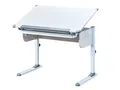Höhenverstellbarer Schreibtisch mit kippbarer Ablage, in Weißmetall, 110x68x55-78 cm