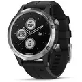 Garmin Fenix 5 Plus 47 mm silber am Silikonarmband schwarz [Wi-Fi]
