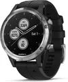 Garmin Fenix 5 Plus 47 mm silber am Silikonarmband schwarz [Wi-Fi]