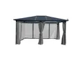 BRAST Pavillon Premium Aluminium Größen 3x4m 3,6x4,8m Moskitonetz, mit 4 Seitenteilen, wahlweise mit LED, TÜV, wasserdicht, UV-Schutz, festes Dach