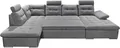 ED EXCITING DESIGN Wohnlandschaft Jakarta U-Form mit Bettfunktion, Bettkasten, Armteilverstellung, Kopfstützen & 3 Nierenkissen