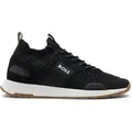 Turnschuhe Titan_Runn_knst_N aus gestricktem Obermaterial, Wildleder und recyceltem Polyester - Braun/Weiß - 41