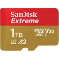 SanDisk 1TB Extreme microSD Speicherkarte 2022 190MB/s & 130MB/s Lese/Schreibgeschwindigkeit, A2 C10 V30 UHS-I U3