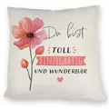 speecheese Dekokissen Blume Kissen mit Spruch Du bist toll einzigartig und wunderbar