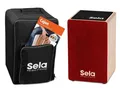 Sela SE184 Primera Bundle Cajon Trommel Rucksack Sitzpad Cajonschule Noten Red