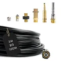 Rohrreinigungsschlauch (7-Teilig) PROFESSIONAL für Kärcher Kränzle NILFISK ALTO WAP HD HDS Anschluss 1/8" AG : M22 x 1,5 IG & Bajonett-Adapter & Adapter KEW & 2x Düsen & Quick Connect (30 Meter)