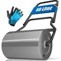 KESSER Rasenwalze Metall befüllbar mit Wasser oder Sand, Rasenroller inklusive Handschuhe,Gartenwalze mit 60 Liter Füllvolumen / 50 cm breit Handwalze 60 l