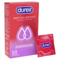 Durex Gefühlsecht Extra Feucht Kondome 10 Stück, dünn, Easy-On, Silikongel