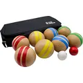 GICO Boccia Spiel aus Massivholz, gestreift mit 8 Kugeln, Durchmesser 7 cm. Made in EU -Spiel gut Auszeichnung- 3021