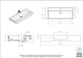 Aqua Bagno | Waschbecken | modernes Loft Air Design | weißer Waschtisch aus Keramik | hochwertiger Möbelwaschtisch für das Badezimmer, 1012x466x120 mm