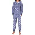 Normann Pyjama Kuschelig warmer Mädchen Jumpsuit Schlafanzug Overall aus Coralfleece blau 140