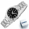 Damen Uhr Quarz Edelstahl Schwarz Analog Neu Box