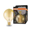 Osram Vintage 1906® Classic GLOBE125 FIL 60 LED-Lampe mit Sockel 27, dimmbar, Kugelform, gold, 8,4W, 806lm, 2400K, reduziertes warmweißes Licht, geringer Verbrauch, lange Lebensdauer