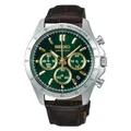 Seiko Selection SBTR017 Chronograph Uhr Herren grünes Zifferblatt braunes Led...