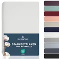 BARBONS Spannbettlaken 140x200cm - 100% Baumwolle Spannbetttuch Oeko-TEX Zertifiziert Bettlaken Jersey Bettwaren und Bettbezug für Boxspringbett und Dicke Matratzen bis 27 cm - Weiss 140 x 200