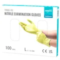 EUROPAPA® 100x Nitrilhandschuhe Einweghandschuhe Einmalhandschuhe Untersuchungshandschuhe Nitril Handschuhe puderfrei ohne Latex unsteril latexfrei disposible gloves (L, Gelb)