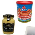 Metten Dicke Sauerländer Bockwurst 5x80g (1x400g Dose) Maille Dijon Senf (215g Glas) + usy Block