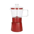 La Cafetière Verona Espressokocher aus Glas, rot, 6 Tassen, in Geschenkverpackung