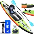 Stand up Paddling Board Aufblasbare SUP Board Set, inkl. Kajak Sitz, 330x76x15cm, Tragkraft bis 150Kg, Cam Halterung, Integrierte Kick-Pad, 3 Finnen,