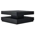 [en.casa] Couchtisch Florenz Wohnzimmertisch quadratisch 76 x 76 x 38 cm Sofatisch mit Stauraum Kaffeetisch drehbare Tischplatte Schwarz