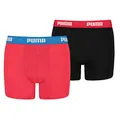 PUMA Unisex Kinder Boxershorts Basic, Red / Black, 128