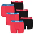 PUMA 6 er Pack Boxer Boxershorts Jungen Kinder Unterhose Unterwäsche, Farbe:786 - Red/Black, Bekleidung:128