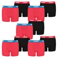PUMA 10 er Pack Boxer Boxershorts Jungen Kinder Unterhose Unterwäsche, Farbe:786 - Red/Black, Bekleidung:128