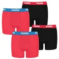 PUMA 4 er Pack Boxer Boxershorts Jungen Kinder Unterhose Unterwäsche, Farbe:786 - Red/Black, Bekleidung:128