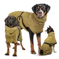RUDELKÖNIG Hundebademantel grün M – Saugstarker Trockenmantel aus 100 % Baumwolle für Hunde