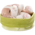 Kuscheltier Sleeping Pets Hase cappuccino 12cm im grünen Körbchen