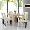 [en.casa] - Essgruppe Forssa 7-tlg 140x90 Cm Eiche Hell / Creme