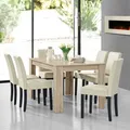 [en.casa] Esstisch gekälkte Eiche mit 6 Stühlen creme 140x90 Tisch Stühle modern