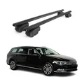 OMAC Aluminium Dachträger Querträger für VW Passat B8 Variant 2014-2019 Pre-FL – City Crash – ISO/PAS 11154:2006 – Abschließbar – Max. 75 kg – 2 Stangen Schwarz