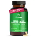 Vitabay Roter Panax Ginseng 600 mg Extrakt – 120 vegane Kapseln – Standardisiert auf 20% Ginsenoside – Echter Koreanischer Ginseng C.A. Meyer – Laborgeprüft in Deutschland – 2 Monate Vorrat