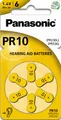 6x Panasonic Worldwide PR10 Hörgerätebatterien  PR230L PR536 1,4V