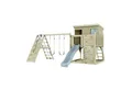 OutdoorToys Spielturm Aksel, aus Holz in Eisblau mit Kinderschaukel & Rutsche, Kletterwand
