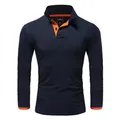 Amaci&Sons Poloshirt CHARLOTTE Langarm Kontrast Poloshirt blau|orange|weiß L
