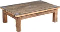 Marrakesch Industrial Couchtisch Wohnzimmertisch aus Holz 120 x 80 cm groß | Sofatisch mit 8mm Glasplatte als Vintage Wohnzimmer Deko | Massive Rustikale Couchtische Aafke Handgefertigter Unikat