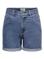 ONLY Damen Shorts high Waist 5-Pocket Design Knopfleiste Reißverschluss Kurze Bermudas, Farben:Blau-3, Größe:S
