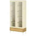 Vitrine  Enego , beige , Maße (cm): B: 90 H: 197 T: 40.0